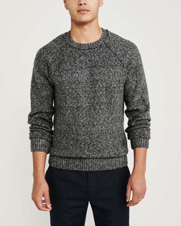 Abercrombie and Fitch A&F Icon Crewneck Sweater Heather Grey